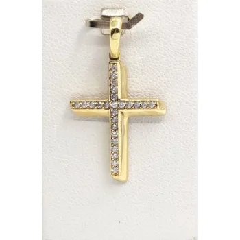 Přívěsek Zlatý přívěsek křížek se zirkony, 1,54 g, Au 585