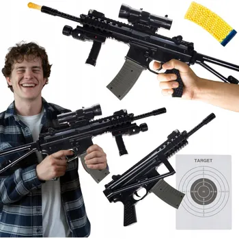 Dětská zbraň PUŠKA SAMOPAL S PLASTOVÝMI KULIČKAMI, ODSTŘELOVAČKA S PUŠKOHLEDEM, LASER + 800 KULIČEK