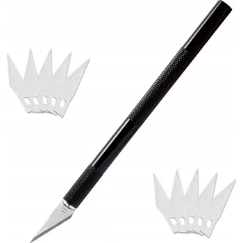 Pracovní nůž NŮŽ, PRECIZNÍ NŮŽ, SKALPEL ČERNÝ + 10 ČEPELÍ V SADĚ