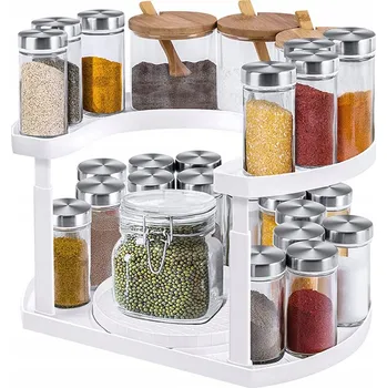 Úložný box ORGANIZÉR NA NÁDOBY POLIČKA NA KOŘENÍ OTOČNÁ