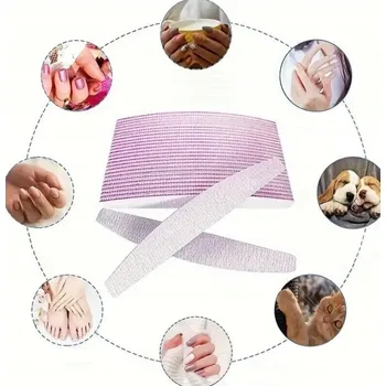 Pilník Na Nehty Manikúrní oboustranný tvar loďka Zebra Zrnitost 100/180 10 ks