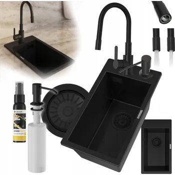 Granitový dřez Jednodřez Granitan Solo, granitový černý