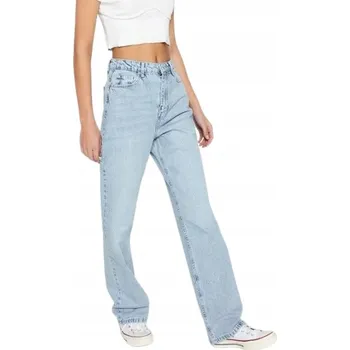 Dámské džíny TRENDYOL DÁMSKÉ DŽÍNY ROVNÉ DLOUHÉ VYSOKÝ PAS MODRÉ