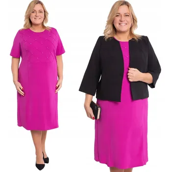 Dámské šaty Fuchsiová šaty s perličkami 60/62