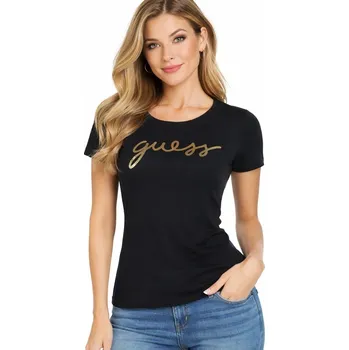 Dámské tričko TRIČKO černá trička GUESS SLIM s logem