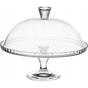 Skleněný podnos se stínidlem na noze 32 cm Pasabahce na dort
