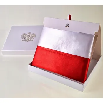 Obraz Kancelářská vlajka Polský ATLAS + Ozdobná KRABIČKA S ERBEM + Kovový PIN