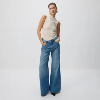 Dámské oblečení Reserved - Džíny wide leg - modrá - 703IR-55J - 703IR-55J-46