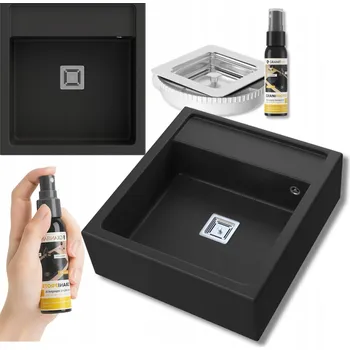 Granitový dřez Jednokomorový dřez Granitan Farmářský granit černý