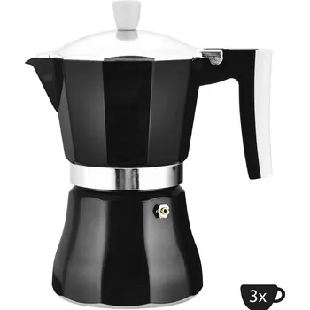 Kávovar Moka kávovar na indukciu 3 šálky, Perfect Home Azzurro 16662 hliník, čierny