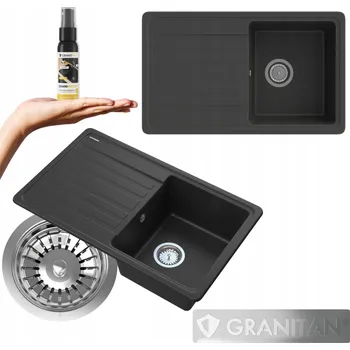 Granitový dřez Jednodřez Granitan LEMON, černý granit