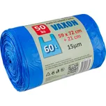 Pytle na odpadky Vaxon 60 l – 50 ks, 15 µm, s uchy, modré 3400/9
