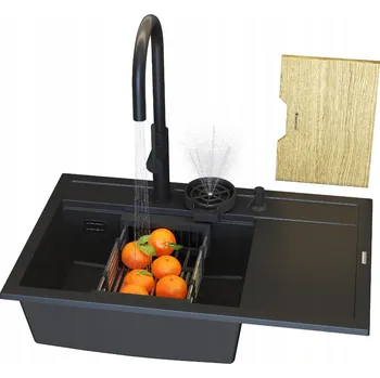 Granitový dřez Jednokomorový granitový dřez Granitan Redno, černý