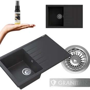 Granitový dřez Jednokomorový granitový dřez Granitan ERIS, černý