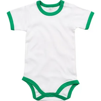 Kojenecký body Babybugz Kojenecké body s krátkým rukávem BZ19 White-Kelly Green 3-6 Monate