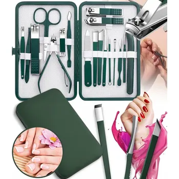 PŘENOSNÁ SADA NA MANIKÚRU, STŘÍHAČ NEHTŮ, NŮŽKY NA NEHTY, 18 DÍLŮ