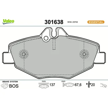 Brzdová destička Sada brzdových destiček, kotoučová brzda VALEO 301638