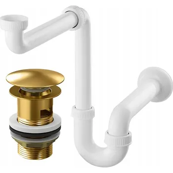 Sifon UMYVADLOVÝ SIFON KOREK KLIK ZLATÝ S PŘEPADEM bílá