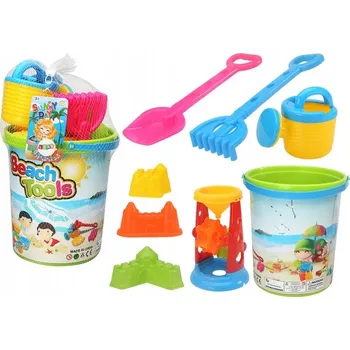 Hračka na písek Sada hraček do písku Kbelík Mlýnek Konev Formičky Barevné