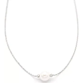 Řetízek Řetízek z bílého zlata zdobený perlou 1,41g