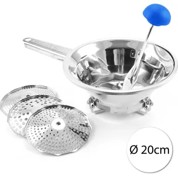 Hrnec Cookcase art.170 Ruční nerezový pasírovač, 3 vyměnitelné sítka, 20cm