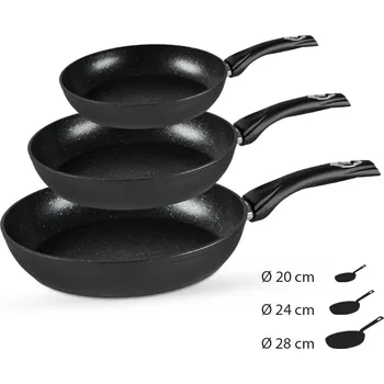 Royalty Line RL-FM3F3BK Mramorová pánev 20/24/28 cm, 3 ks, černá