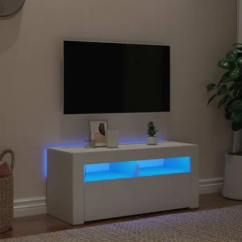 Televizní stolek vidaXL TV skříňka s LED osvětlením 90 x 35 x 40 cm [804320] Barva: Bílá