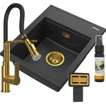 Granitový dřez Jednokomorový granitový dřez Granitan ALOR, černý