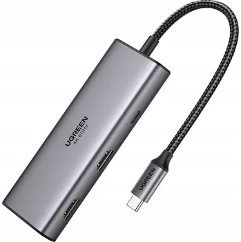 USB hub Ugreen CM498 Hub USB-C 7v1 2xHDMI 4K@60Hz 2xUSB 2xUSB-C PD 100W Hliníkový