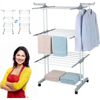 Sušák na prádlo VÍCEÚROVŇOVÝ SUŠÁK NA PRÁDLO 3 PATRA S KOLEČKY A BRZDOU