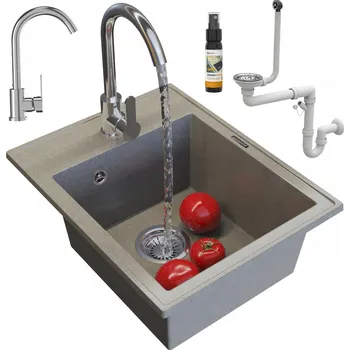 Granitový dřez Jednokomorový granitový dřez Granitan NERO, hnědá granitová barva