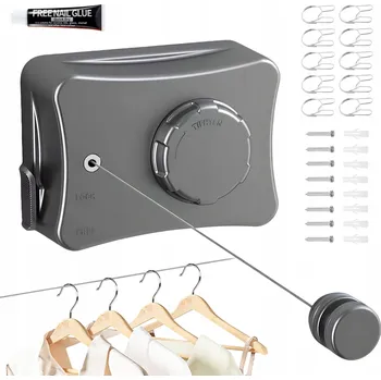 Sušák na prádlo VÝSUVNÁ ŠŇŮRA NA PRÁDLO OCEL 304 NOSNOST 20 KG BALKON TERASA 5,1 M