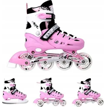 Kolečkové brusle Kolečkové Brusle Nils Extreme NH10905 s vyměnitelným rámem, nastavitelné, růžové, vel. 35-38