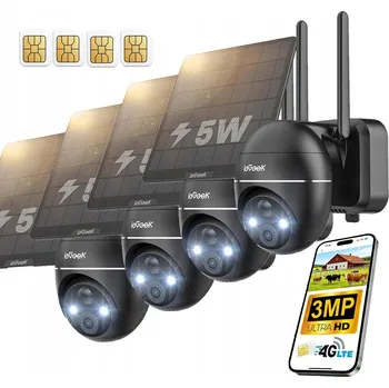 IP kamera 4 kusy Venkovní solární kamera 2K 3MPX SIM karta 4G LTE OTOČNÁ PIR