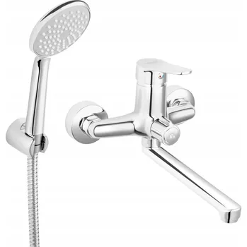 Vodovodní baterie Jednopáková nástěnná vanová a sprchová baterie Ferro Isso, stříbrná