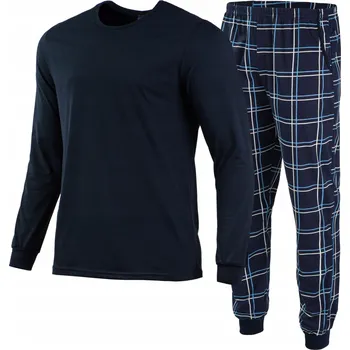 Pánské pyžamo Pánské pyžamo HEYO bavlněné pyžamo kalhoty s náplety kostkované M