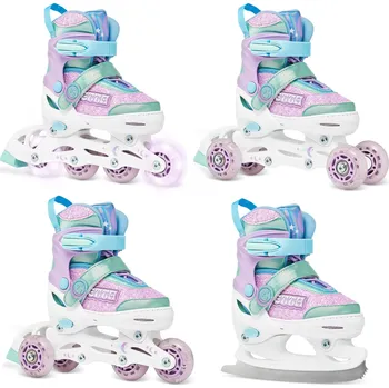 RAVEN Nastavitelné kolečkové brusle 4v1 Raven Etta LED kolečka 27/30 FIALOVÁ|MODRÁ|ZELENÁ