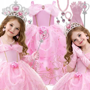 Karnevalový kostým KOSTÝM AURORA ŠATY AURORA ŠÍPKOVÁ RŮŽENKA, KARNEVALOVÝ SET, VELIKOST 146-152 CM