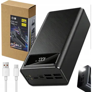 Powerbanka Powerbanka 50000 mAh USB USB-C Lightning Silná s KABELEM A SVÍTILNOU