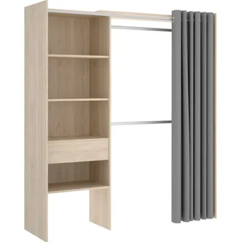 Šatní skříň Otevřená šatní skříň se závěsem SUITA 2 Barva: přírodní, Rozměr: 160x205x50