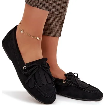 Dámské mokasíny Dámské mokasíny z eko semiše s třásněmi, černé, velikost 38