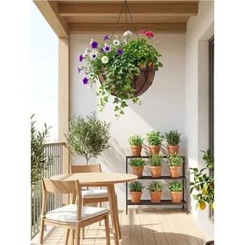 Květináč Sinsay - Závěsný kovový zahradní květináč s korkovou vložkou - černá - 021II-99X - 021II-99X-ONE