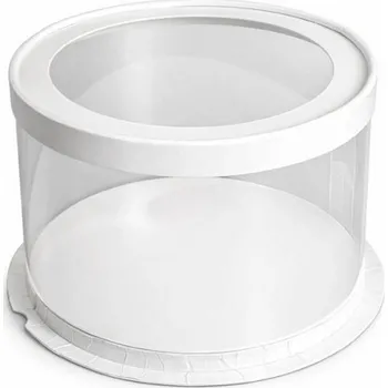 Jedlá dekorace na dort Cake Star Cake Star 4Cake Plastový kulatý box s průhledným víkem na dorty bílý (22,5 x 23 cm)
