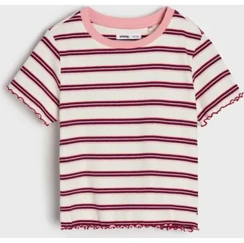 Dívčí oblečení Sinsay - Bavlněné pruhované tričko - pastelová růžová - 576II-03X - 576II-03X-152