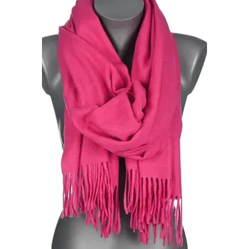 Šála Dámská bavlněná šála s třásněmi FG-25 fuchsiová