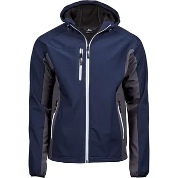 Tee Jays | TJ 9514 navy/dark grey S Pánská 3-vrstvá softshellová bunda s kapucí