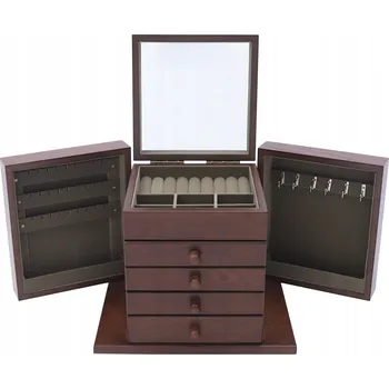 Úložný box 5-PATROVÁ ŠPERKOVNICE MDF ÚLOŽNÝ BOX NA ŠPERKY NA STŮL 30*20*25CM