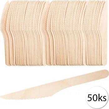 Příbor GASTROSTAF EKO-6 Jednorázový dřevěný příbor, nože 16cm 50ks