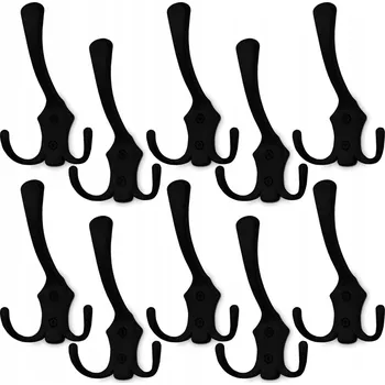 Věšák Šatní ramínko kovový Furniled černý 3 háčky 10 ks