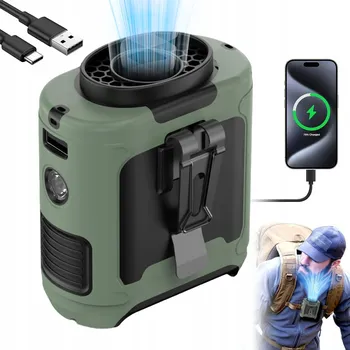 Powerbanka MINI VENTILÁTOR 10000MAH S 5 RYCHLOSTMI, SVÍTILNOU A USB NABÍJENÍM